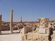 Archaeological Site of Sabratha, Phoenician trading-post was part of the Numidian Kingdom of Massinissa before being Romanized and rebuilt in the 2nd and 3rd centuries A.D. Libya.