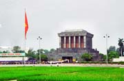 Ho Chi Minh mausoleum and long queue of visitors. Vietnam.