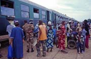 People mummery at one of the few train stops on route Keys-Bamako. Mali.
