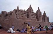 Muddy mosque built at sahel architecture style, Djenn� city. Mali.