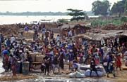 Morning rush at bank of Niger river, S�gou city. It is market day. Mali.