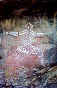 Nabulwinjbulwinj - a dangerous spirit who eats females after striking them with a yam. Kakadu National Park. Australia.