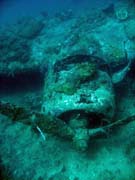 Diving around Togian islands, Kadidiri, plane wreck B24 from the 2nd World War sunken on Mai 3rd, 1945. Sulawesi, Indonesia.