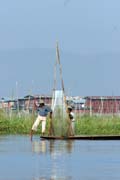 Traditional fishing, Inle Lake. Myanmar (Burma).