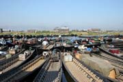 Parking place at Inle Lake market. Myanmar (Burma).