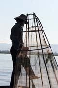 Traditional fishing, Inle Lake. Myanmar (Burma).
