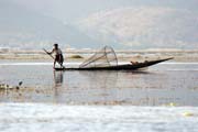 Traditional fishing, Inle Lake. Myanmar (Burma).