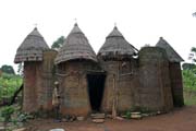 Traditional house of Somba ethnic called tata somba. They look like small fortified castles. Boukoumb� area. Benin.