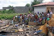 Wharf and market at Abomey-Calavi town at lakeside of Lake Nokou�. Benin.