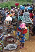 Market at Abomey-Calavi town at lakeside of Lake Nokou�. Benin.