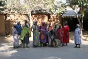 Preparing for traditional dances at Oudjilla village. King's wives dance. Cameroon.