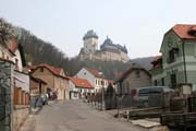 Karlstejn Castle. View from the village. Czech Republic.