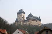 Karlstejn Castle. View from the village. Czech Republic.