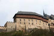 Karlstejn Castle. Gothic castle founded in 1348 by Charles IV. The castle served as a place for safekeeping of royal treasures, the Empire coronation jewels and holy relics. Czech Republic.