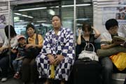Sumo tournament just started. You can meet sumo wrestlers even at subway. Tokyo. Japan.
