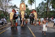 Thaipooya Mahotsavam Festival. Another procession is coming. Thrissur, Kerala. India.