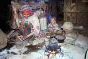 Coffee preparation during coffee ceremony. Local village at Simien mountains. North, Ethiopia.