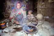 Coffee preparation during coffee ceremony. Local village at Simien mountains. North, Ethiopia.