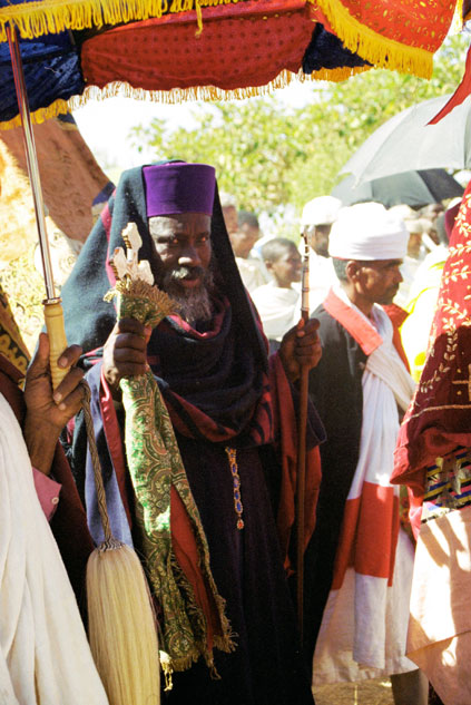 The highest Lalibela priest during Timkat procession. North,  Ethiopia.
