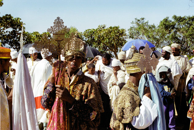 Head of procession during Timkat. Lalibela. North,  Ethiopia.