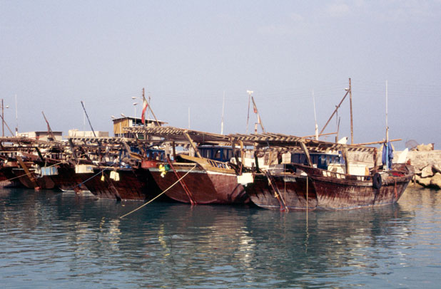 Traditional wooden boats at Busher. Iran.