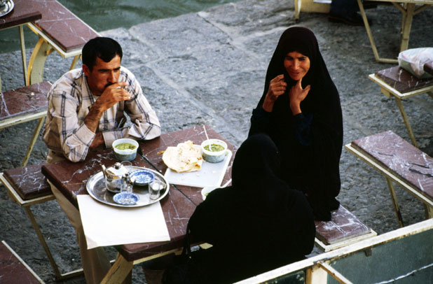 Tea house at Si-o-Seh bridge. Esfahan. Iran.