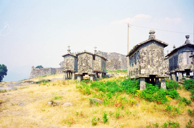 Granite grain stores in Lindoso. Portugal.