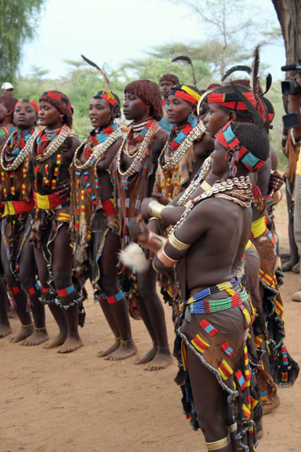 Hamar dance, Turmi. South,  Ethiopia.
