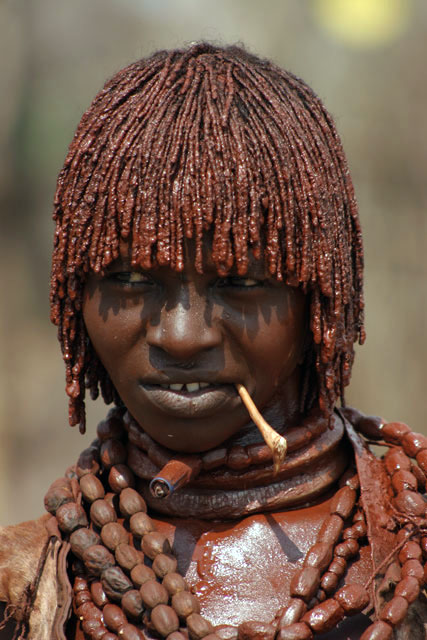 Hamar people at Turmi market. South,  Ethiopia.