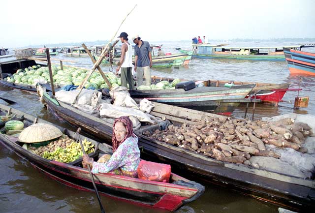 Floating market in Banjarmasin. Kalimantan,  Indonesia.