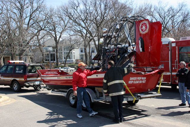 Firemen at Lake Calhoun, Minneapolis, Minnesota. United States of America.