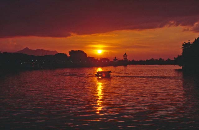 Sunset at Kuching city. Sarawak,  Malaysia.
