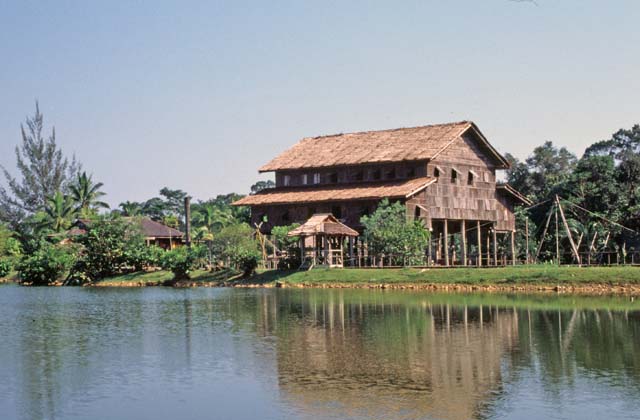 Longhouse. Cultural village near Kuching. Sarawak,  Malaysia.