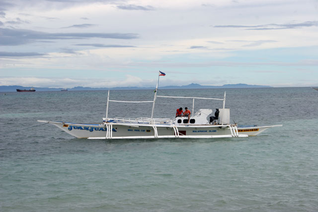 Typical Philippino pump boat, Malapascua. Philippines.