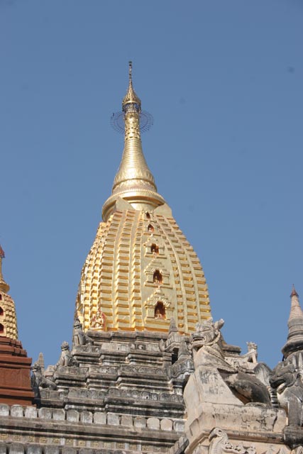 The Temples of Bagan cover an area of 16 square miles. The majority of its buildings were built in the 1000s to 1200s, during the time Bagan was the capital of the First Burmese Empire. Myanmar (Burma).