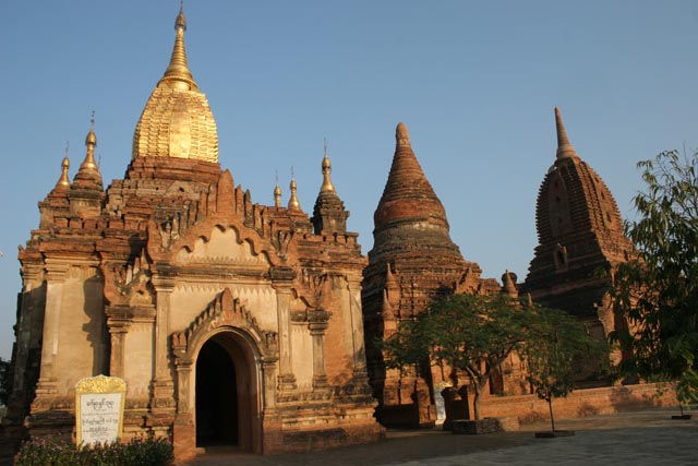 The Temples of Bagan cover an area of 16 square miles. The majority of its buildings were built in the 1000s to 1200s, during the time Bagan was the capital of the First Burmese Empire. Myanmar (Burma).