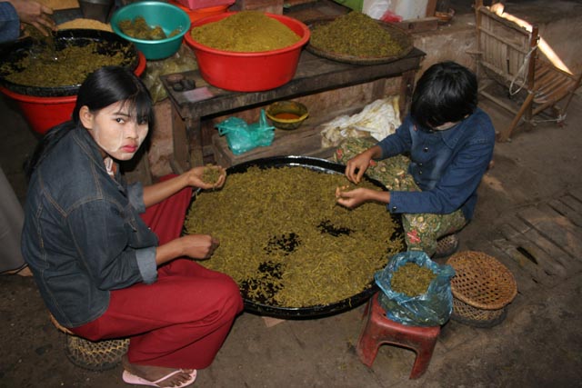 Traditional Burmese sour spices, market at Nyaung U. Myanmar (Burma).