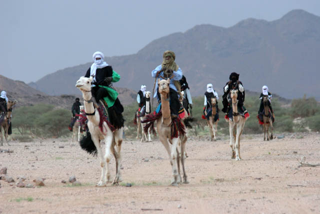 Camel race at traditional tuareg wedding party. Air Mountain area. Niger.