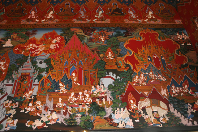 Wat Hua Lamphong, paintings in the temple interior, Bangkok, Thailand. Thailand.