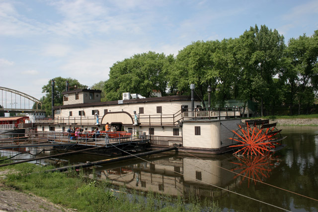 Boat at Raba River, Gyor Hungary.