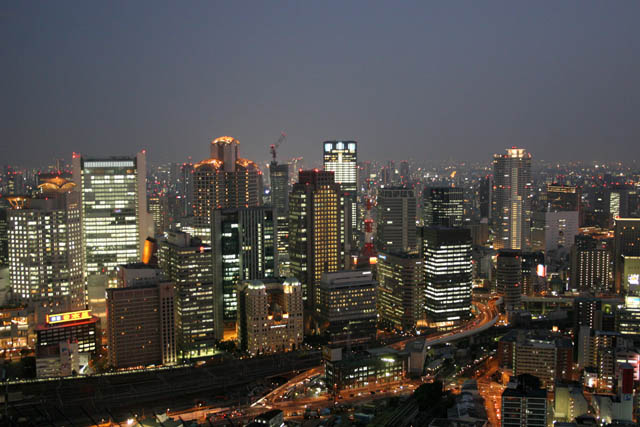 Osaka city at sunset. Japan.