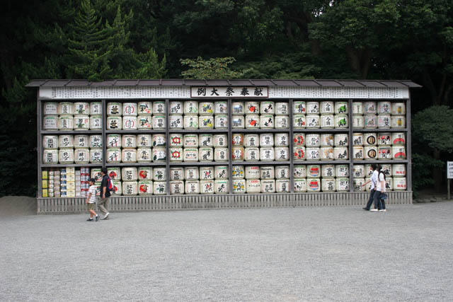 Sake barrels, Tsurugaoka Hachiman-gu shrine, Kamakura. Japan.