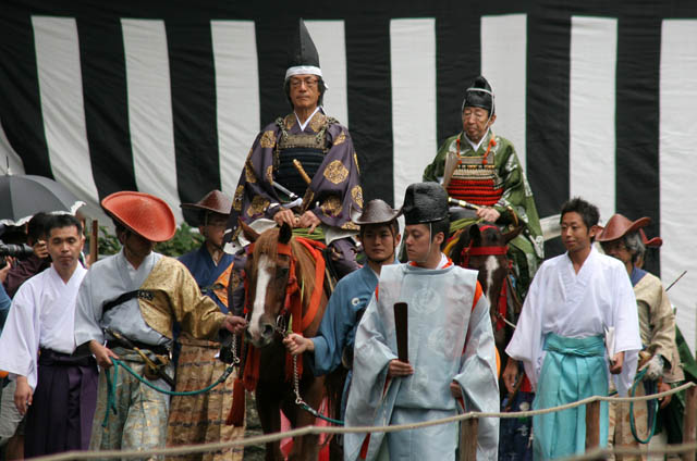 Tsurugaoka Hachiman-gu Shrine Reitaisai (Annual Festival). Today is held Yabusame - traditional japanese horseback archery. Kamakura town. Japan.