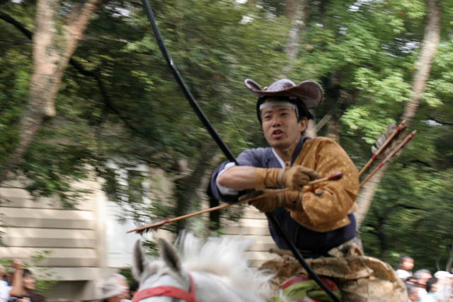 Tsurugaoka Hachiman-gu Shrine Reitaisai (Annual Festival). Today is held Yabusame - traditional japanese horseback archery. Kamakura town. Japan.