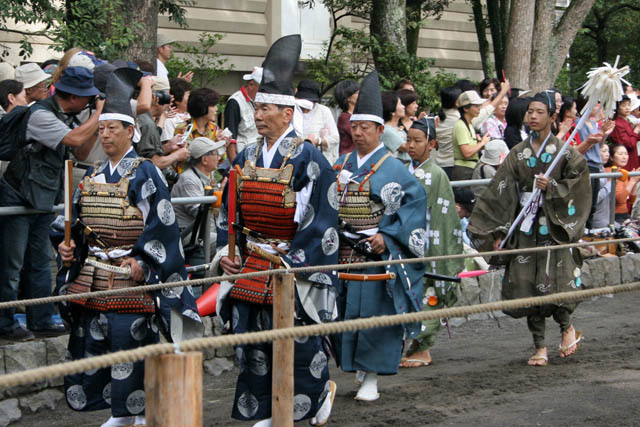 Tsurugaoka Hachiman-gu Shrine Reitaisai (Annual Festival). Today is held Yabusame - traditional japanese horseback archery. Kamakura town. Japan.