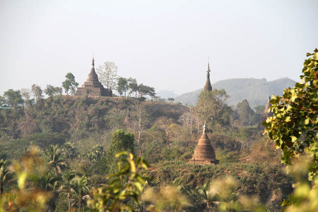Temples and stupas view at Mrauk U area. Myanmar (Burma).