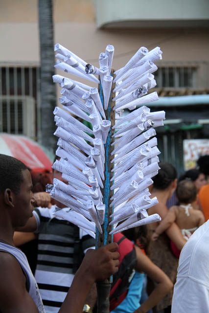 Peanuts seller at carnival, Santiago de Cuba. Cuba.