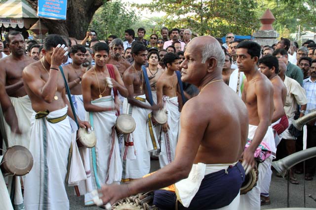 Pakalpooram continues to Durban Hall Rd, Ernakulam Shiva Temple Festival (Ernakulathappan Uthsavam). Ernakulam, Kerala. India.