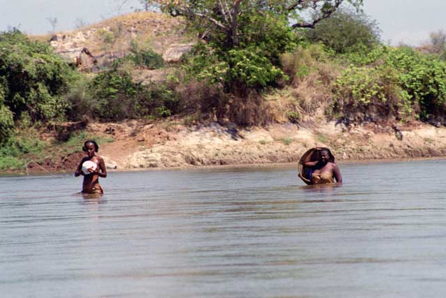 There is no bridge... Tsiribihina river. Madagascar.