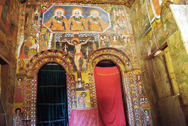 Paintings in Debre Berhan Selassie church in Gonder. North,  Ethiopia.